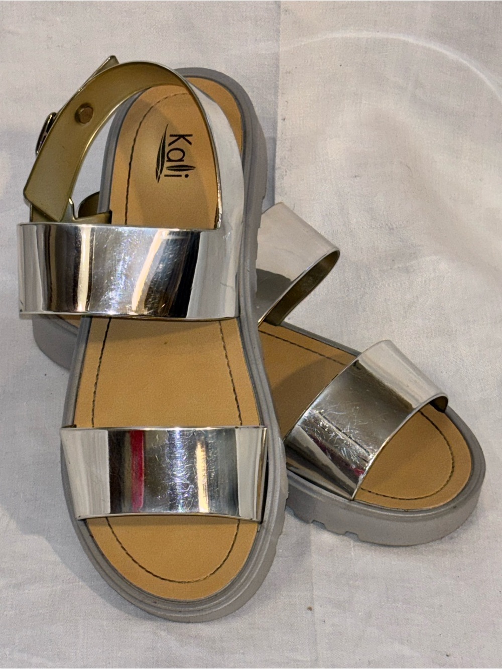 Kali Metallic Sandals Silver Metallic Size 9